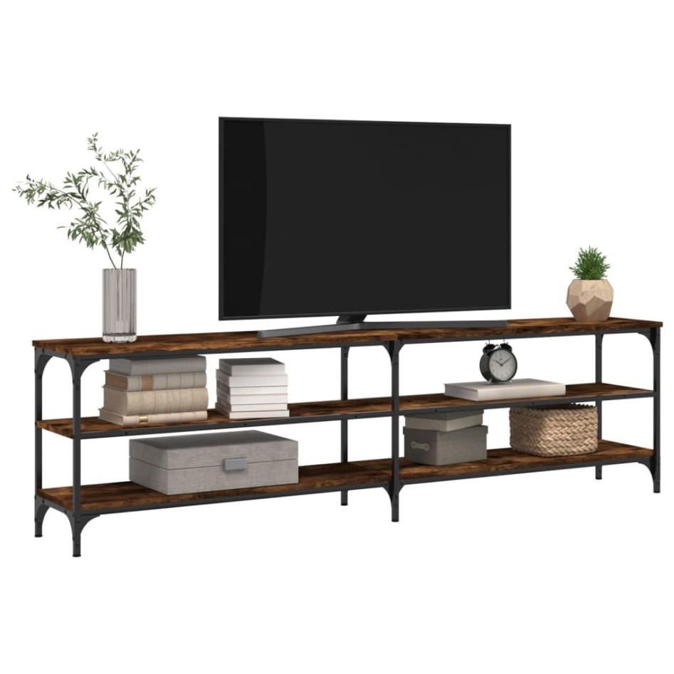 Mueble TV metal y madera contrachapada roble humo