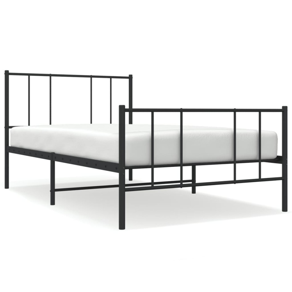 Estructura cama sin colchón con estribo metal negro 90x190