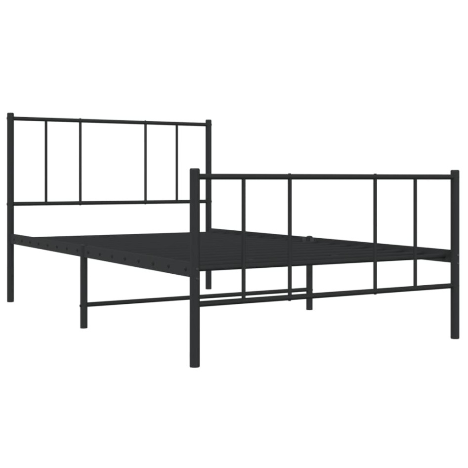 Estructura cama sin colchón con estribo metal negro 90x190