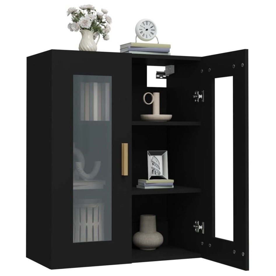 Armario de pared colgante negro 69,5x34x90