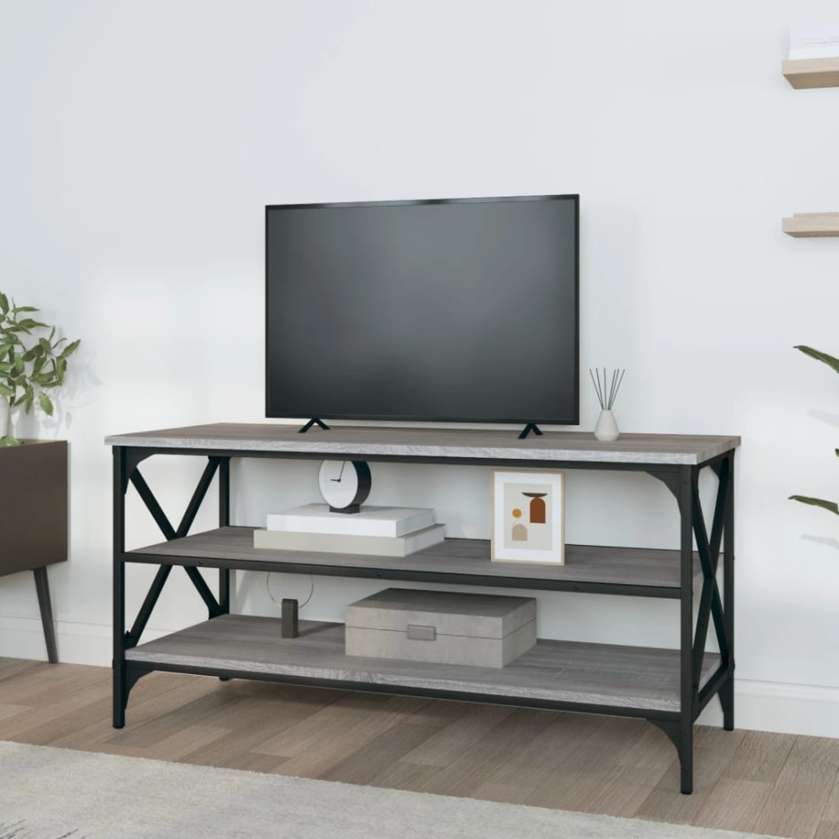 Mueble de TV madera contrachapada gris Sonoma 100x40x50