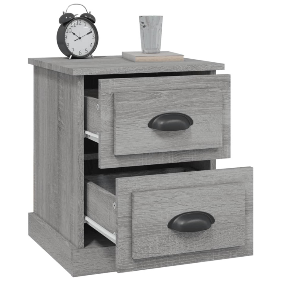 Mesitas de noche 2 uds madera contrachapada gris 39x39x47,5