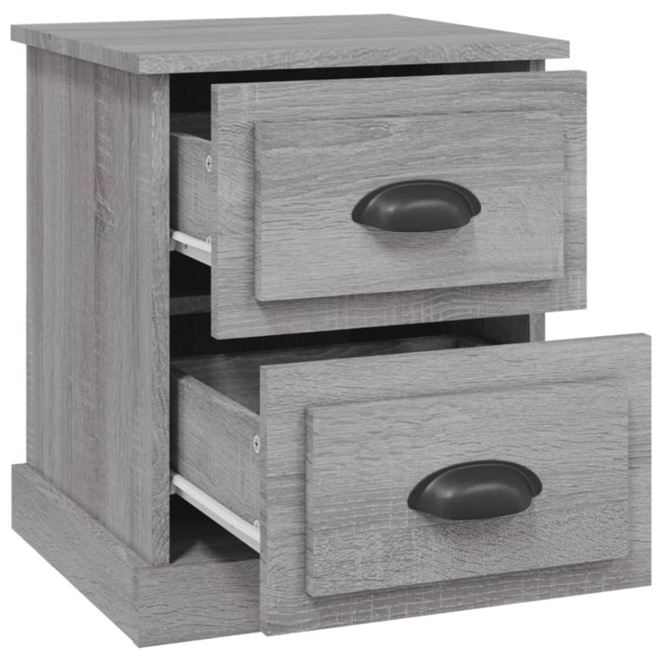 Mesitas de noche 2 uds madera contrachapada gris 39x39x47,5