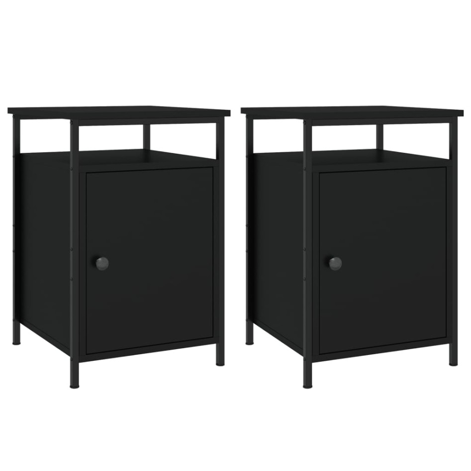 Mesitas de noche 2 uds madera contrachapada negro 40x42x60