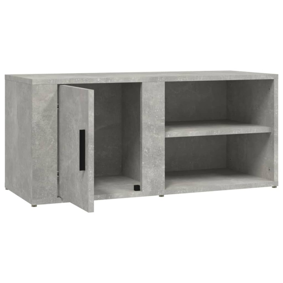 Mueble TV 2 uds madera contrachapada gris hormigón