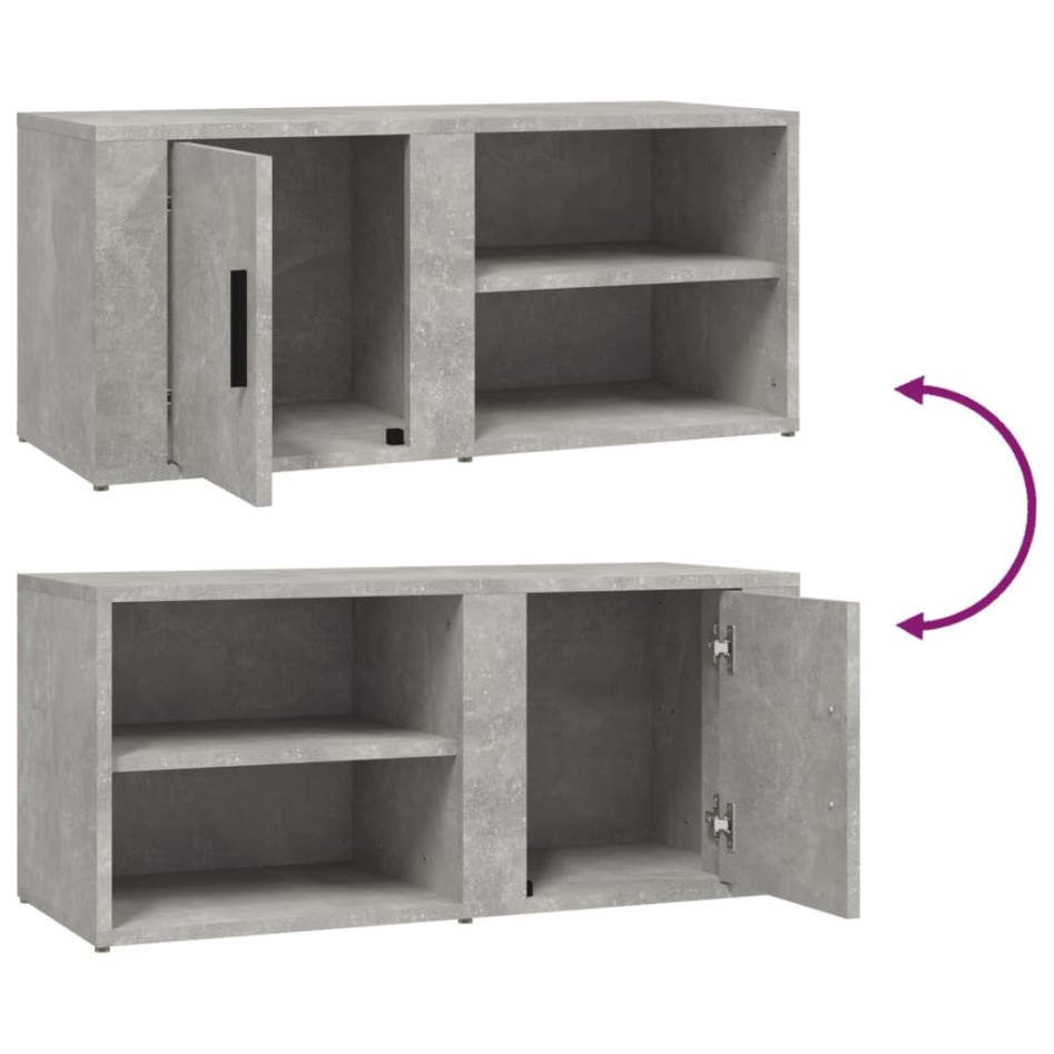 Mueble TV 2 uds madera contrachapada gris hormigón