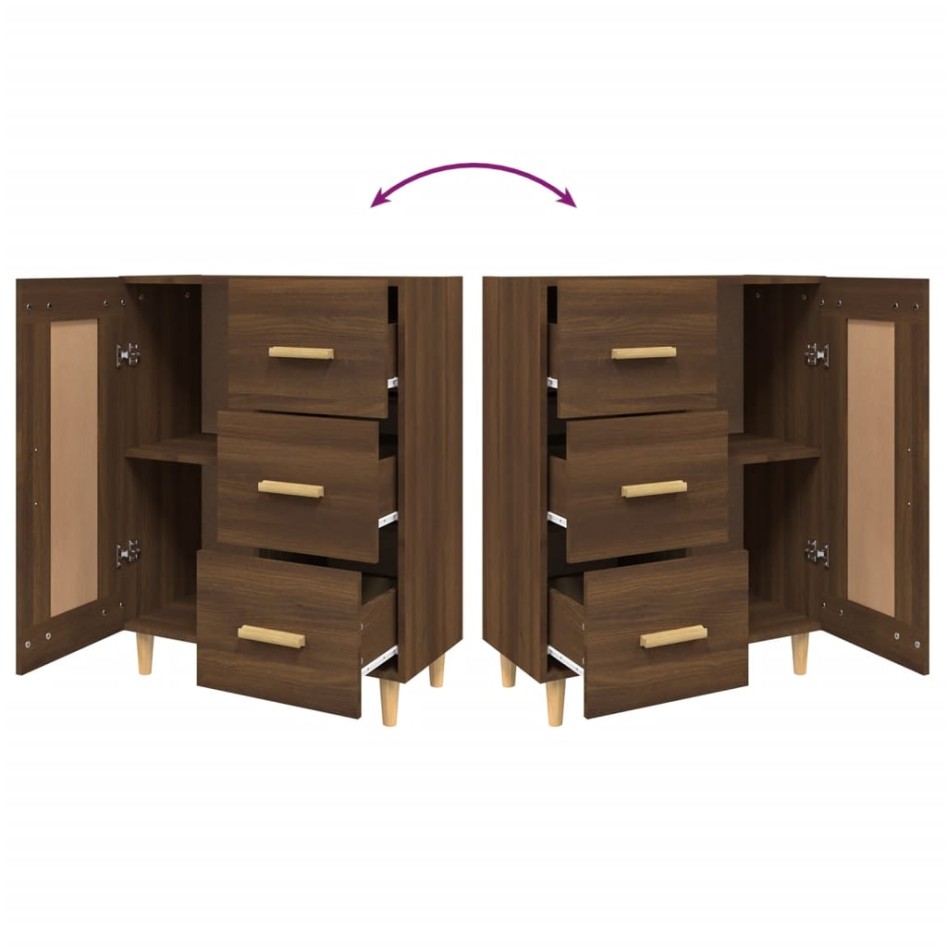 Aparador madera contrachapada marrón roble 69,5x34x90