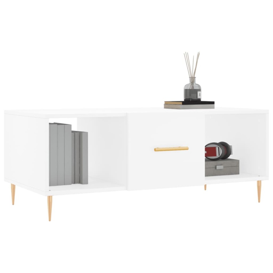 Mesa de centro madera contrachapada blanco 102x50x40