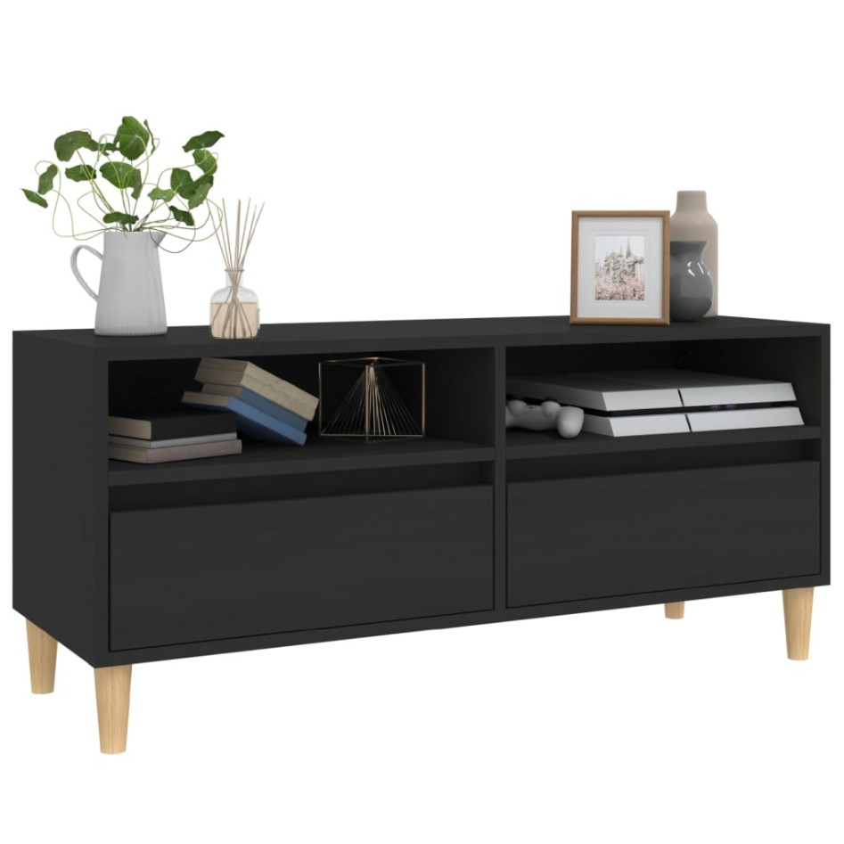 Mueble de TV madera contrachapada negro 100x34,5x44,5