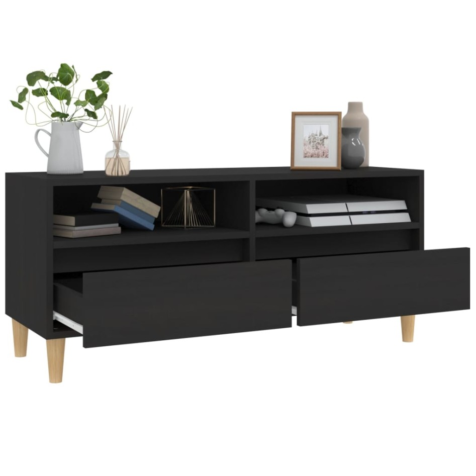 Mueble de TV madera contrachapada negro 100x34,5x44,5