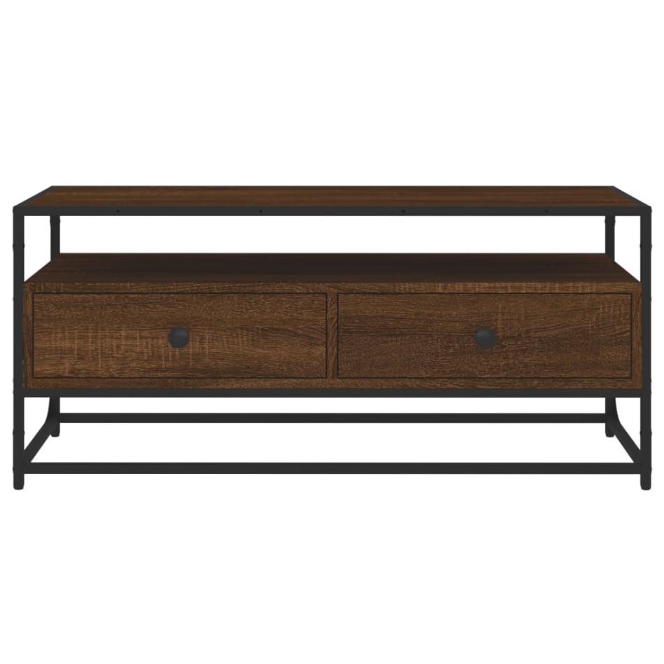 Mueble de TV madera contrachapada roble marrón 100x35x45