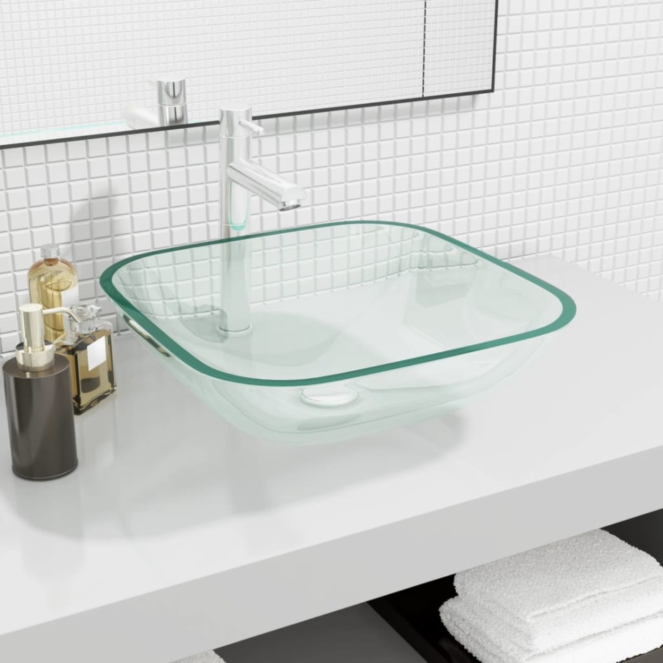 Lavabo de vidrio transparente 42x42x14