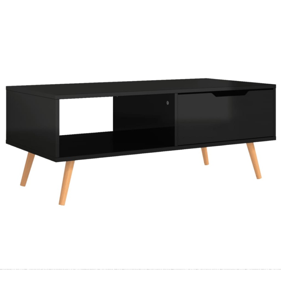 Mesa de centro madera ingeniería negro brillante 100x49,5x43