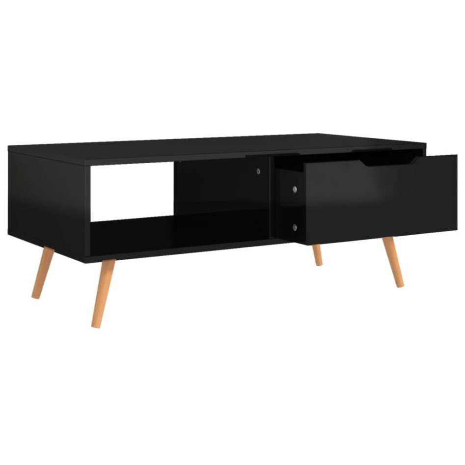 Mesa de centro madera ingeniería negro brillante 100x49,5x43