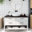 Encimera baño madera maciza tratada marrón oscuro 100x50x2 cm