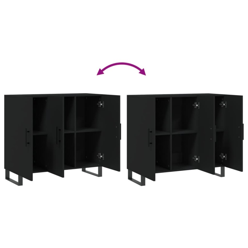 Aparador de madera de ingeniería negro 90x34x80