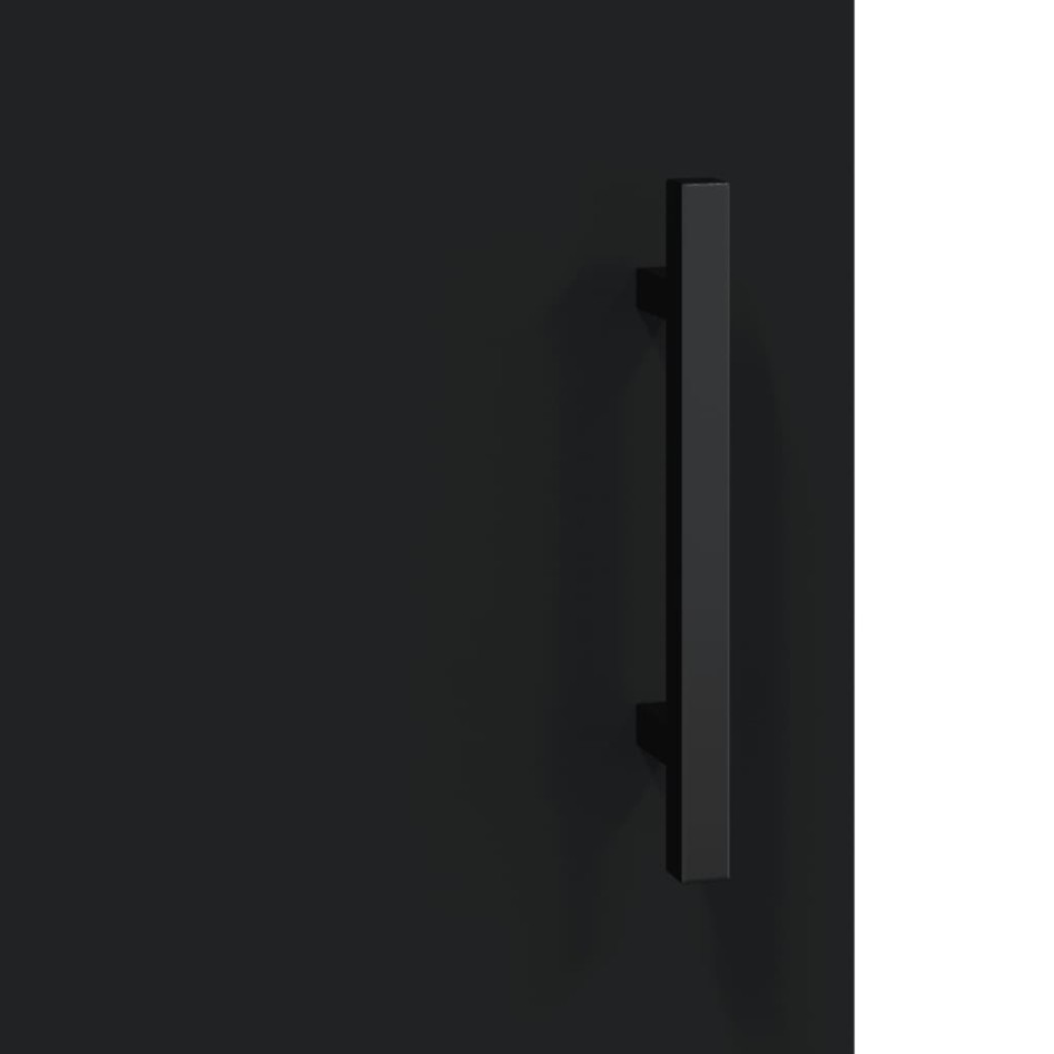 Aparador de madera de ingeniería negro 90x34x80