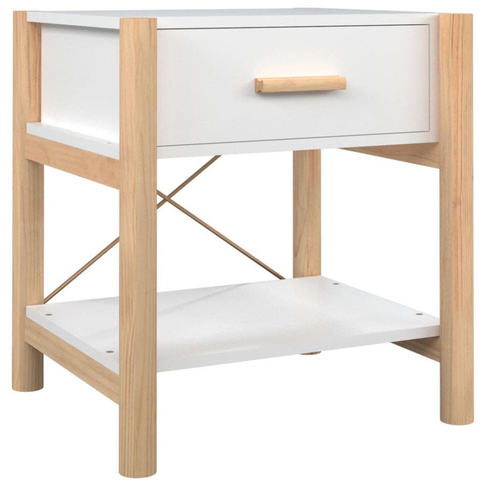 Mesitas de noche 2 uds madera contrachapada blanco 42x38x45