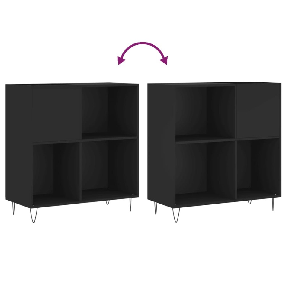 Mueble para discos madera contrachapada negro 84,5x38x89