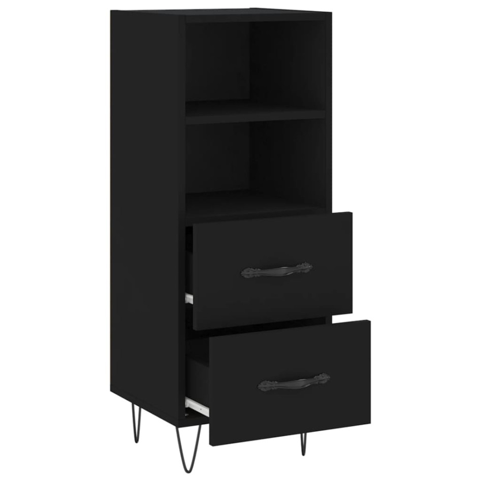 Aparador de madera contrachapada negro 34,5x34x90