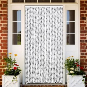 Cortina mosquitera de chenilla gris claro y oscuro 100x220