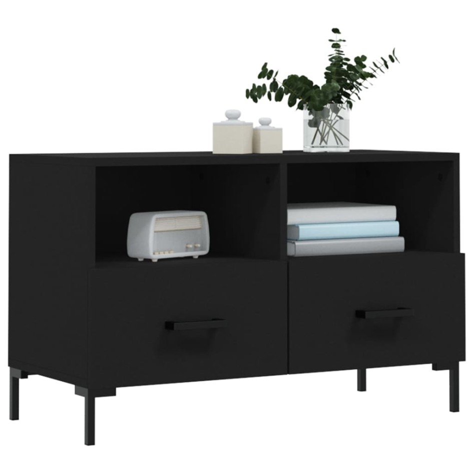 Mueble para TV madera contrachapada negro 80x36x50