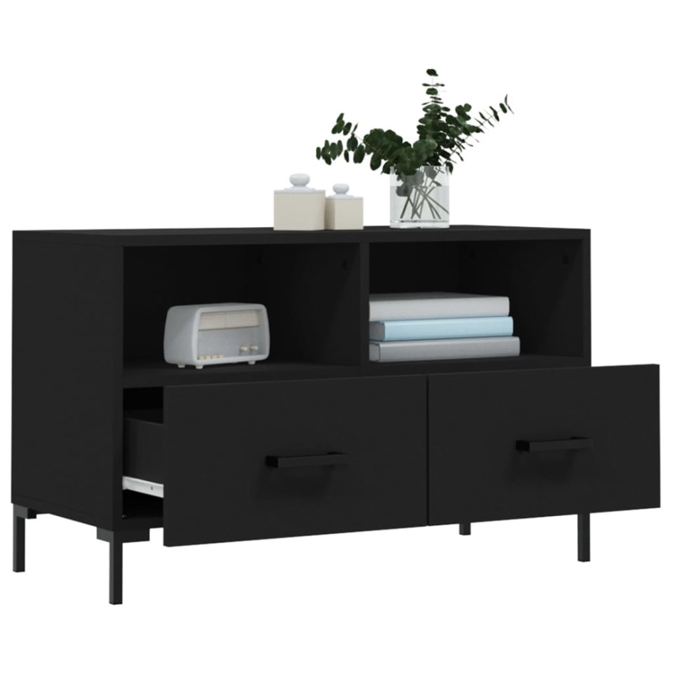 Mueble para TV madera contrachapada negro 80x36x50