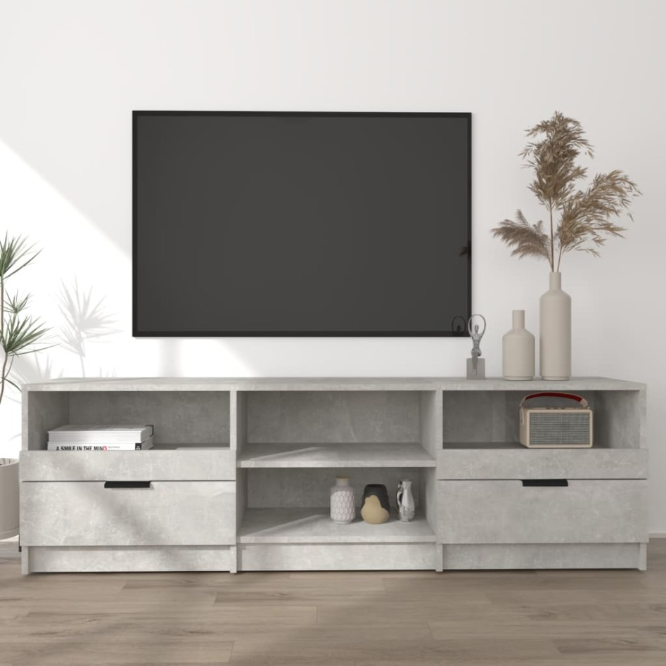 Mueble de TV madera contrachapada gris hormigón 150x33,5x45