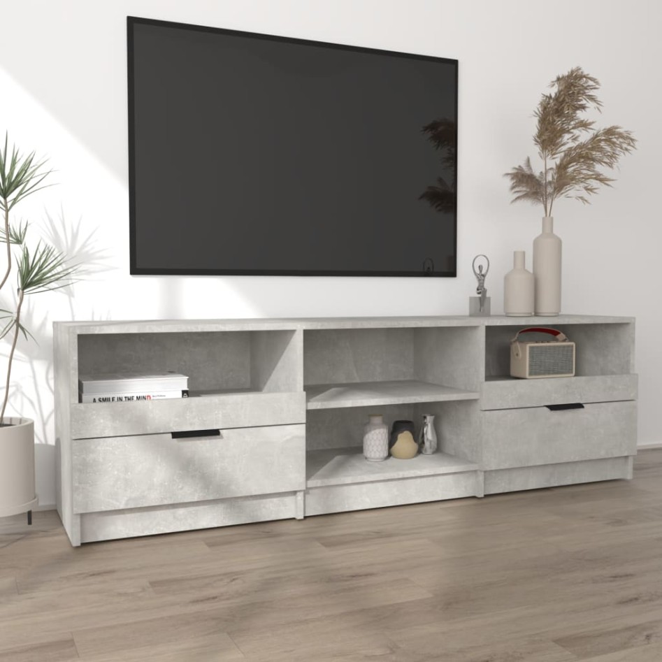 Mueble de TV madera contrachapada gris hormigón 150x33,5x45