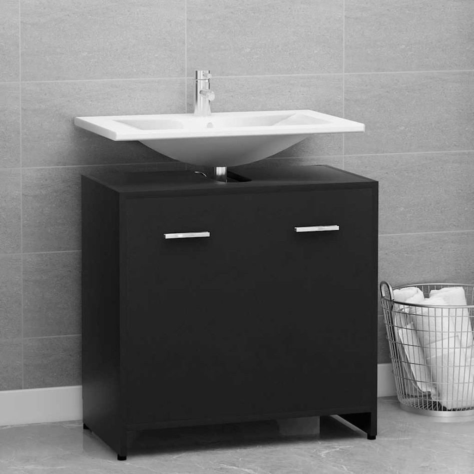 Armario de baño madera contrachapada negro 60x33x61