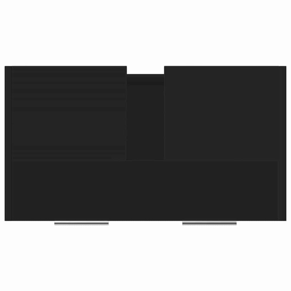 Armario de baño madera contrachapada negro 60x33x61