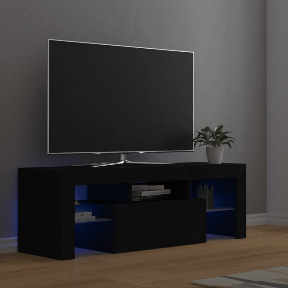 Mueble de TV con luces LED negro 120x35x40