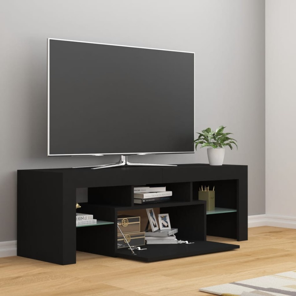 Mueble de TV con luces LED negro 120x35x40