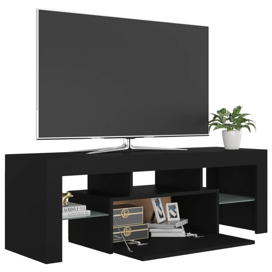 Mueble de TV con luces LED negro 120x35x40