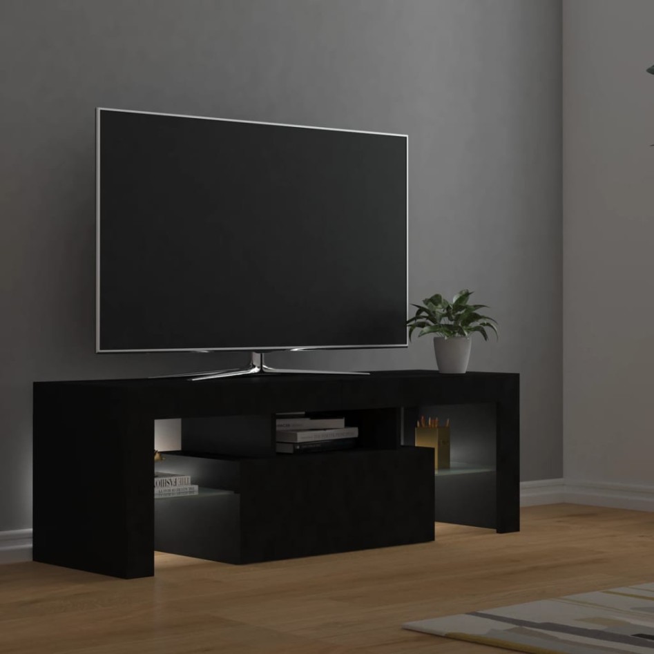 Mueble de TV con luces LED negro 120x35x40