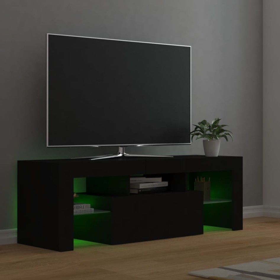 Mueble de TV con luces LED negro 120x35x40
