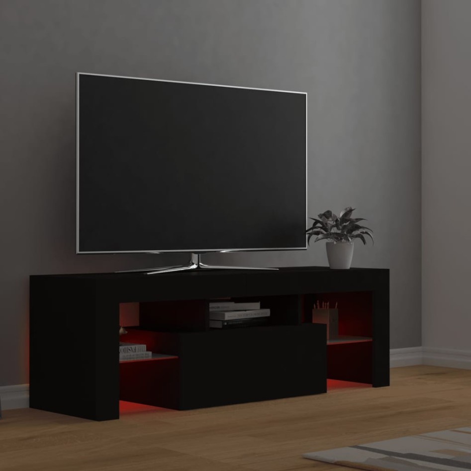 Mueble de TV con luces LED negro 120x35x40