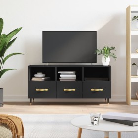 Mueble de TV madera de ingeniería negro 102x36x50
