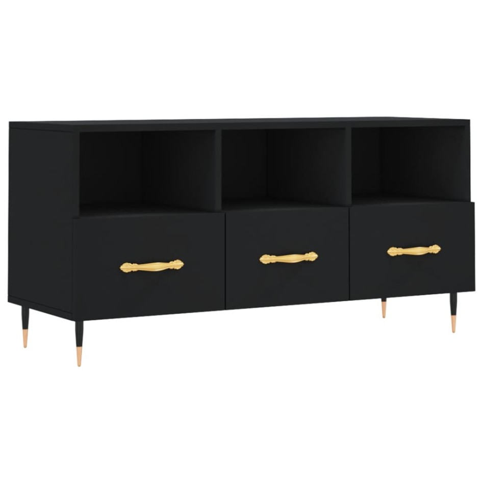 Mueble de TV madera de ingeniería negro 102x36x50