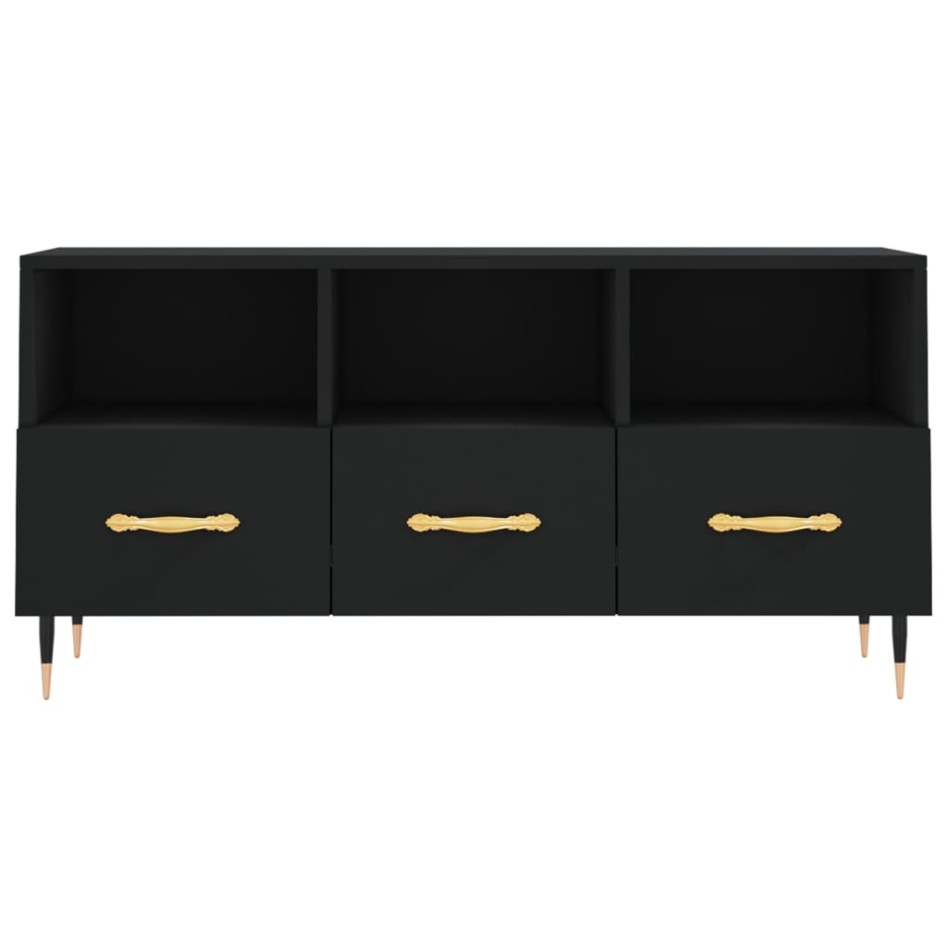 Mueble de TV madera de ingeniería negro 102x36x50