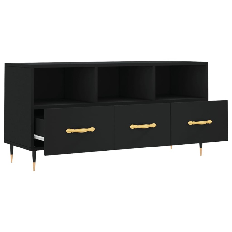 Mueble de TV madera de ingeniería negro 102x36x50
