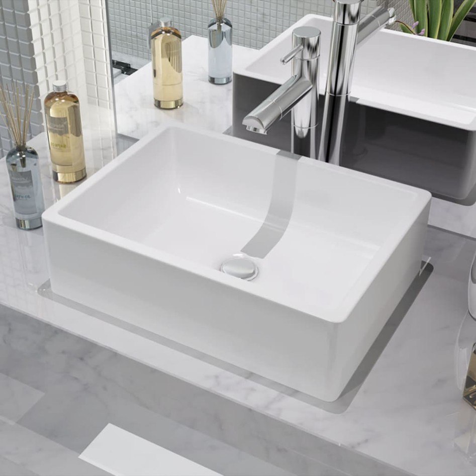 Lavabo de cerámica blanco 41x30x12