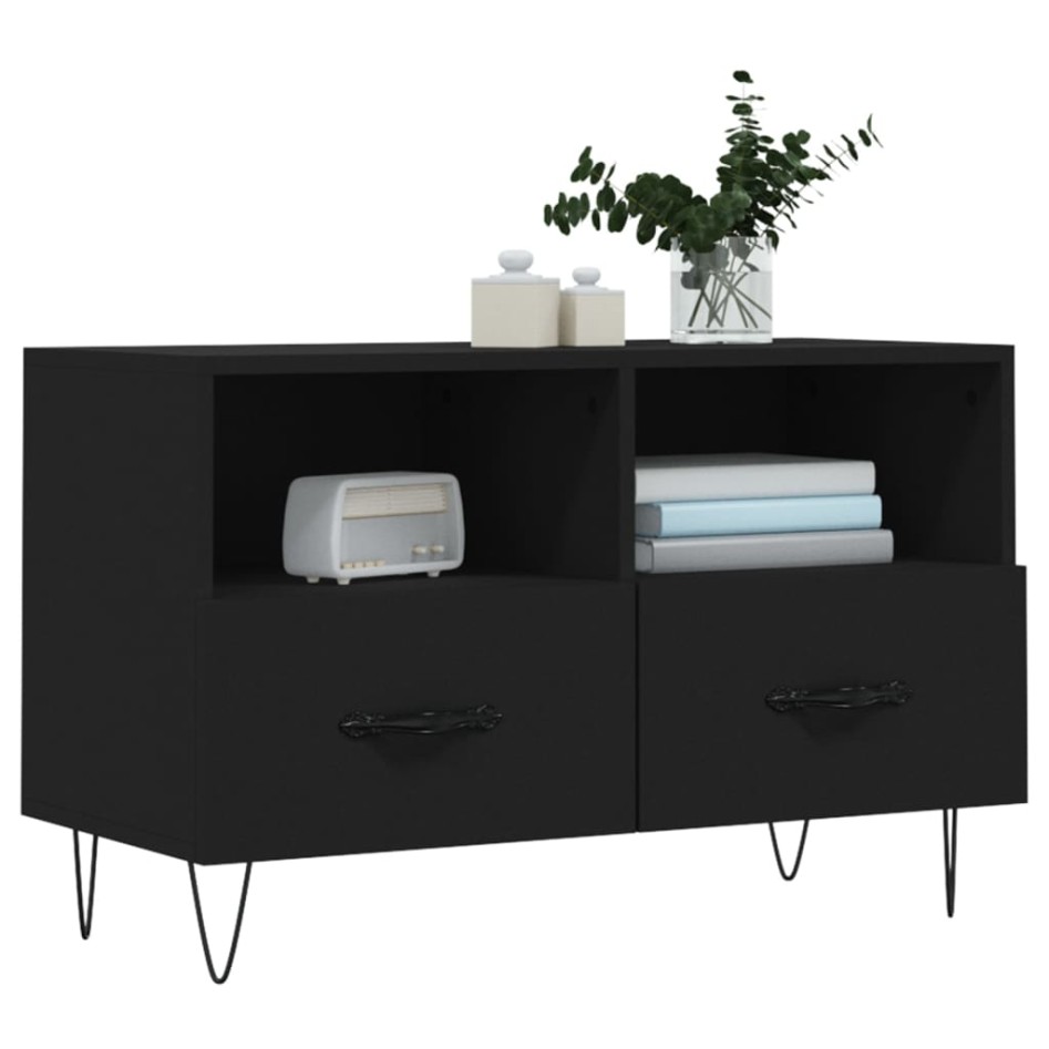 Mueble para TV madera contrachapada negro 80x36x50