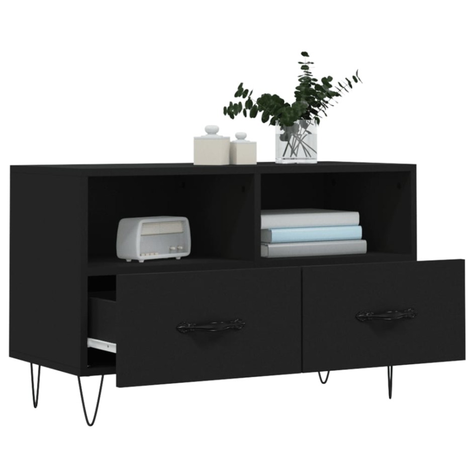 Mueble para TV madera contrachapada negro 80x36x50