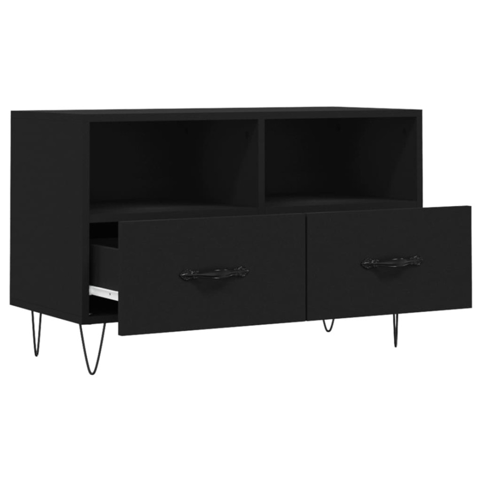 Mueble para TV madera contrachapada negro 80x36x50