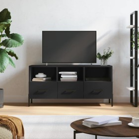 Mueble de TV madera de ingeniería negro 102x36x50