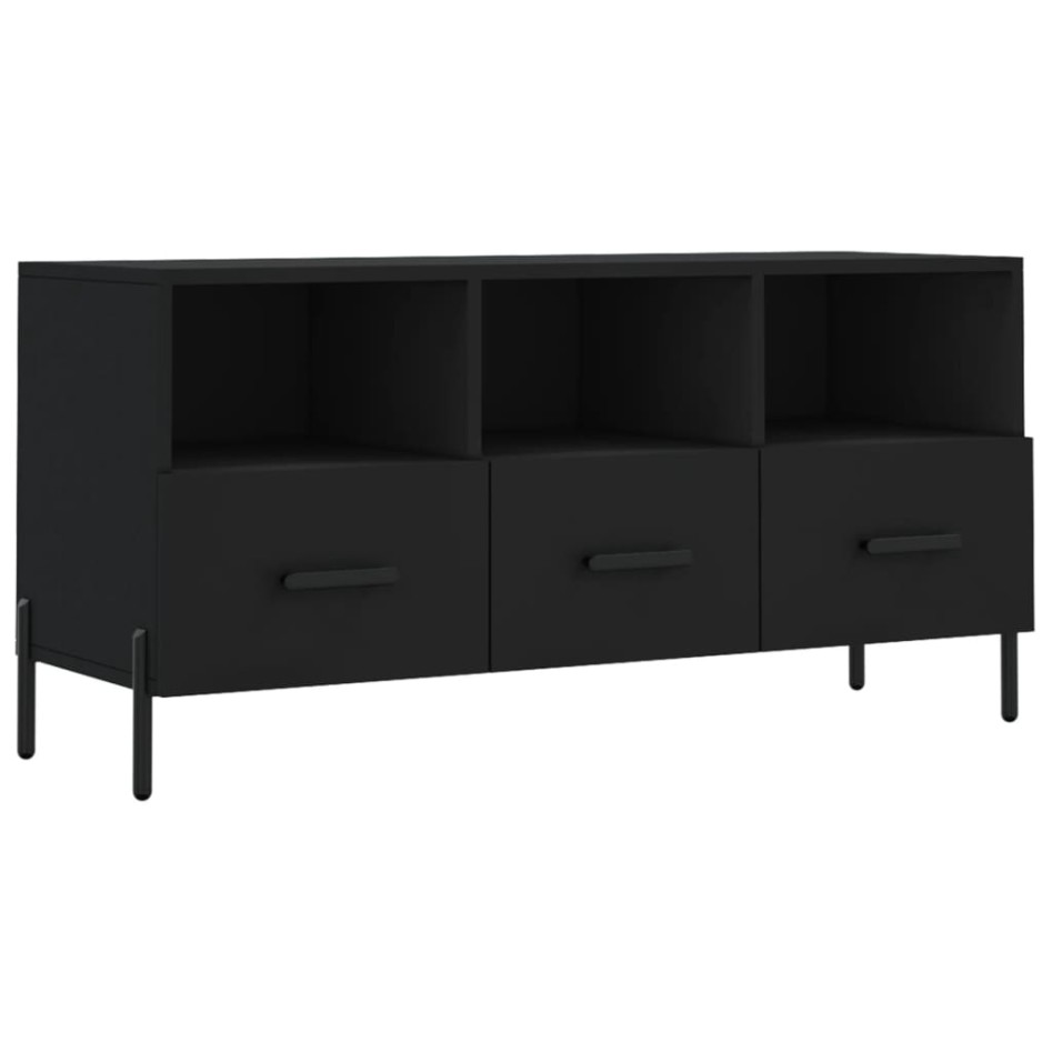 Mueble de TV madera de ingeniería negro 102x36x50