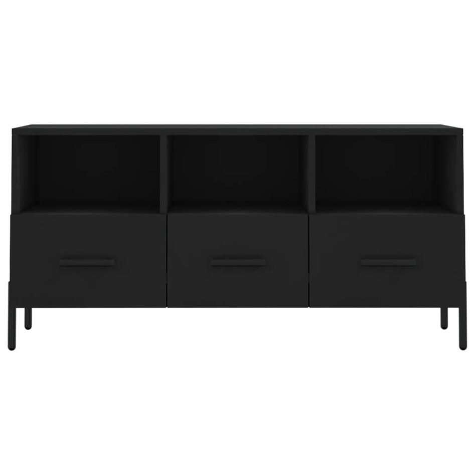 Mueble de TV madera de ingeniería negro 102x36x50