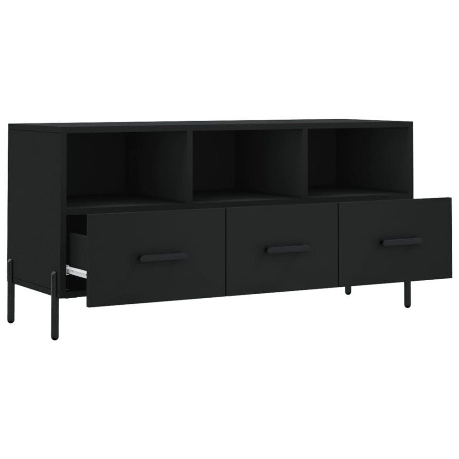 Mueble de TV madera de ingeniería negro 102x36x50