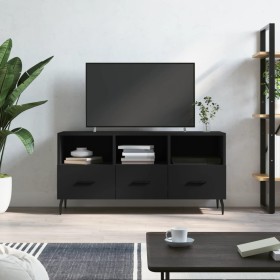 Mueble de TV madera de ingeniería negro 102x36x50